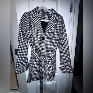 Vintage Odyn Houndstooth Women’s Jacket Size Medium Black White wool blend